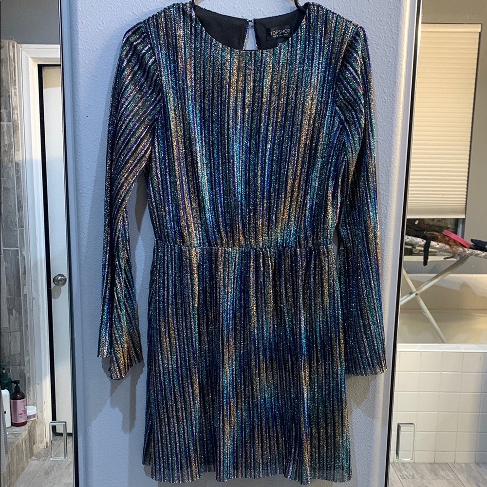 Topshop Multicolor Striped Long Sleeve Dress